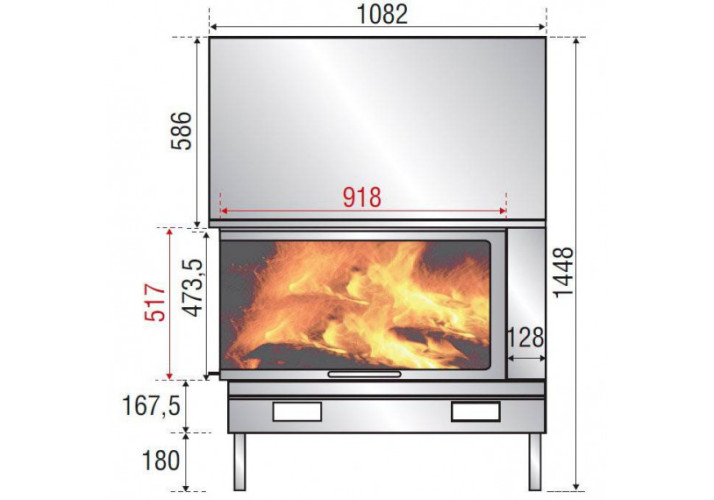 Каминная топка H 1200 Left Axis