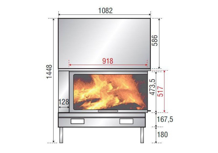 Каминная топка H 1200 Right Axis