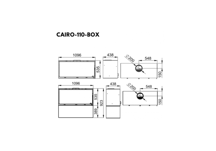 Камин-бокс Bronpi Cairo 110 3C Box – трехсторонний камин без облицовки Камин-бокс Bronpi Cairo 110 3C Box – трехсторонний камин без облицовки