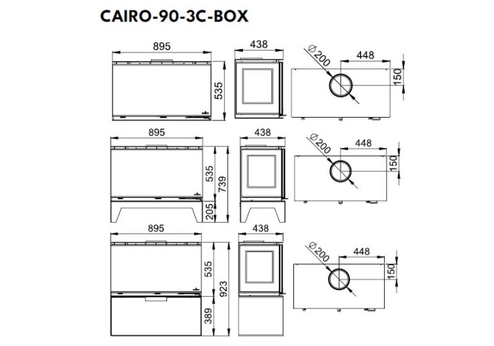 Камин-бокс Bronpi Cairo 90 3C Box – трехсторонний камин без облицовки