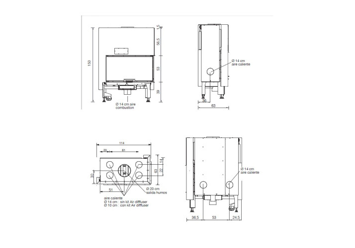 Каминная топка Windo2 95 DX Edilkamin Каминная топка Windo2 95 DX Edilkamin