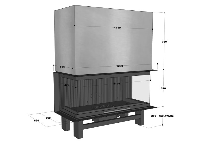 Каминная топка H-PRO 120 U