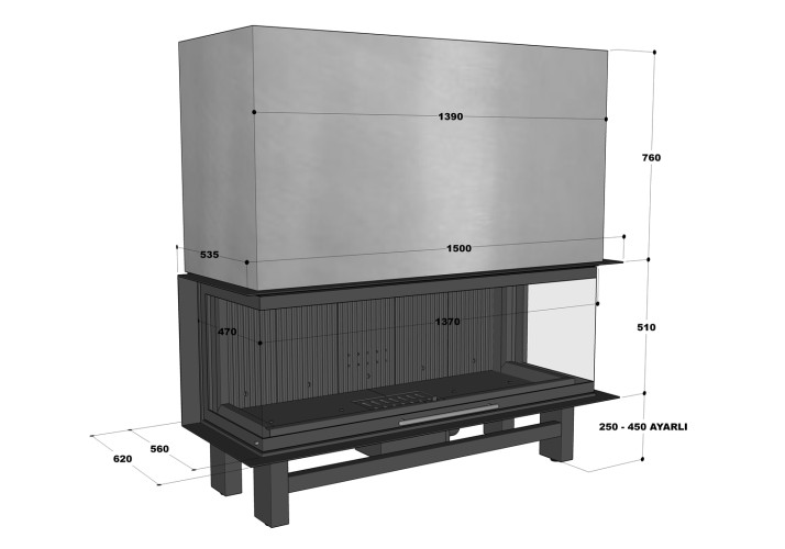 Каминная топка H-PRO 145 U