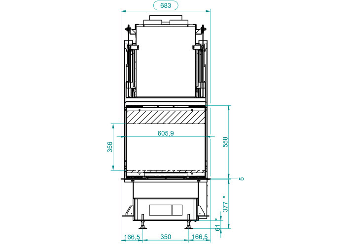 Каминная топка Ecomonoblocco WT60 3D N16 Palazzetti с естественной конвекцией