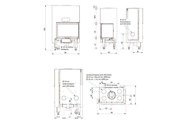 Каминная топка Windo2 75 DX Edilkamin Каминная топка Windo2 75 DX Edilkamin
