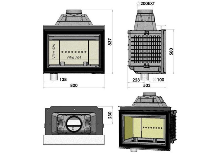Каминная топка HP 800L (Chazelles, Франция)