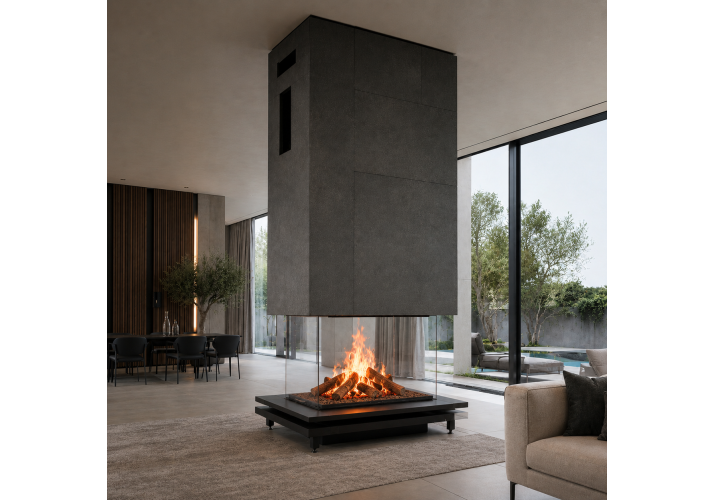 Камин FO Fireplaces Madera с гильотинным подъемом стекла